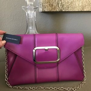 Pink leather purse clutch banana republic NWT💗